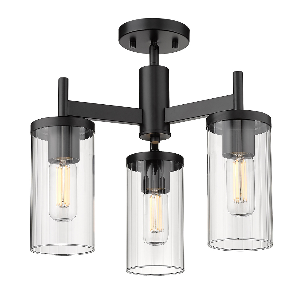 Golden Lighting Winslett 3-light Semi-Flush Mount in Matte Black
